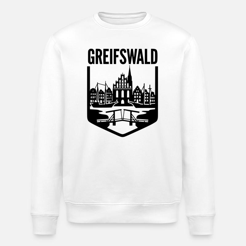 Greifswald Silhouette Wahrzeichen - Stanley/Stella Unisex Bio-Sweatshirt ROLLER - Weiß
