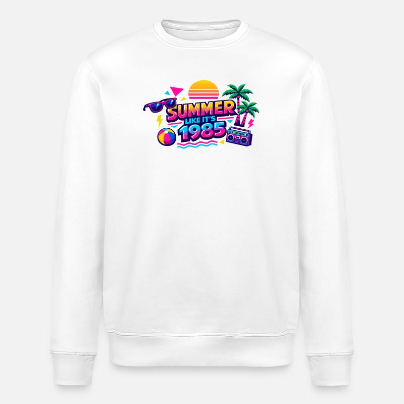 Été 1985 Retro Neon - Sweat bio ROLLER Stanley/Stella Unisexe - blanc