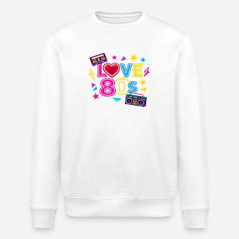 Love80s Neon Herz - Stanley/Stella Unisex Bio-Sweatshirt ROLLER - Weiß