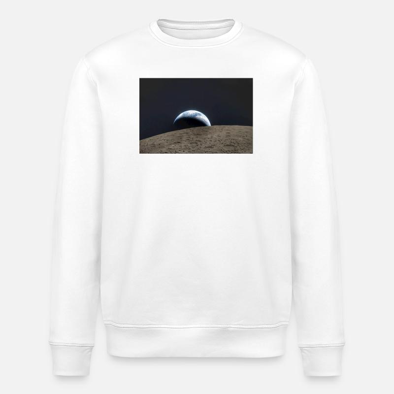 Earth over lunar surface - Stanley/Stella ROLLER Unisex Organic Sweatshirt - white