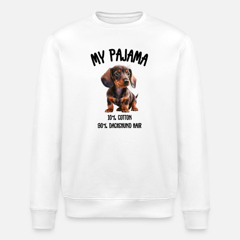 Dachshund Dog Pajama - Stanley/Stella ROLLER Unisex Organic Sweatshirt - white