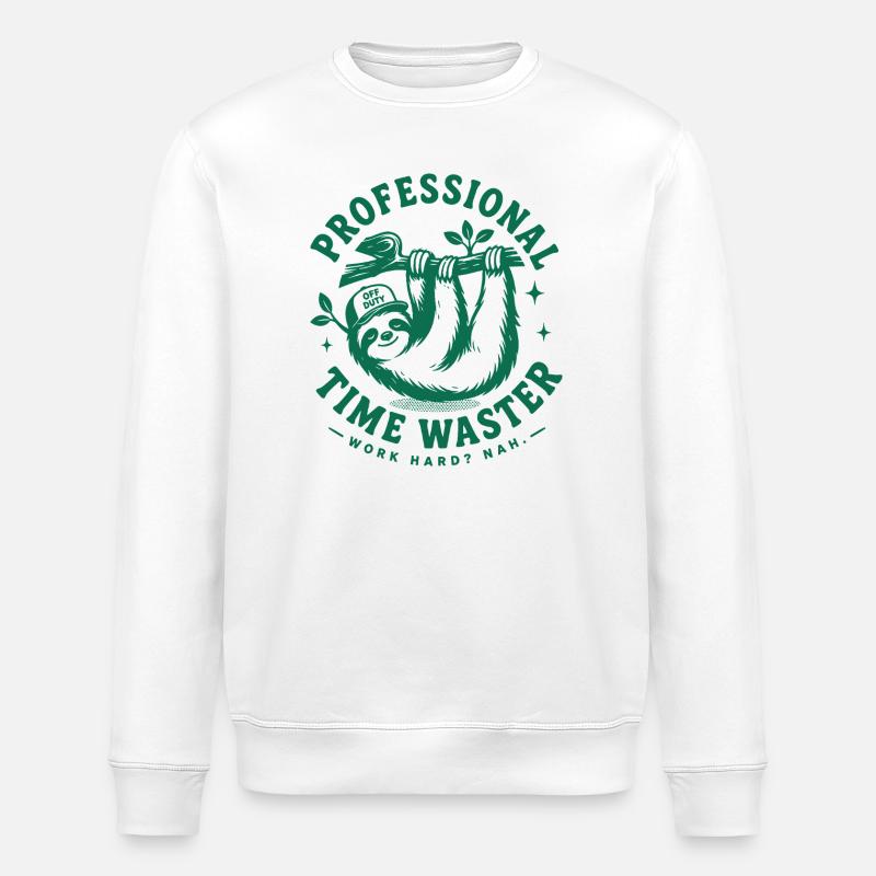 Professional Time Waster Sloth - Stanley/Stella Unisex Bio-Sweatshirt ROLLER - Weiß
