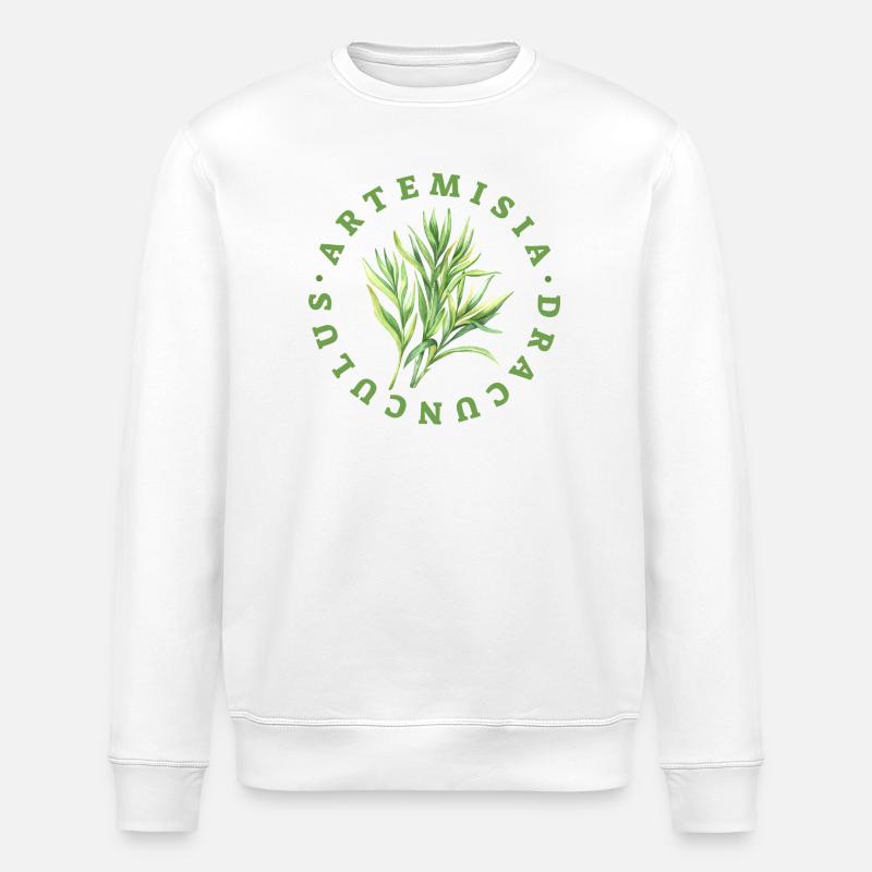 Artemisia Dracunculus Leaf Emblem - Stanley/Stella ROLLER Unisex Organic Sweatshirt - white