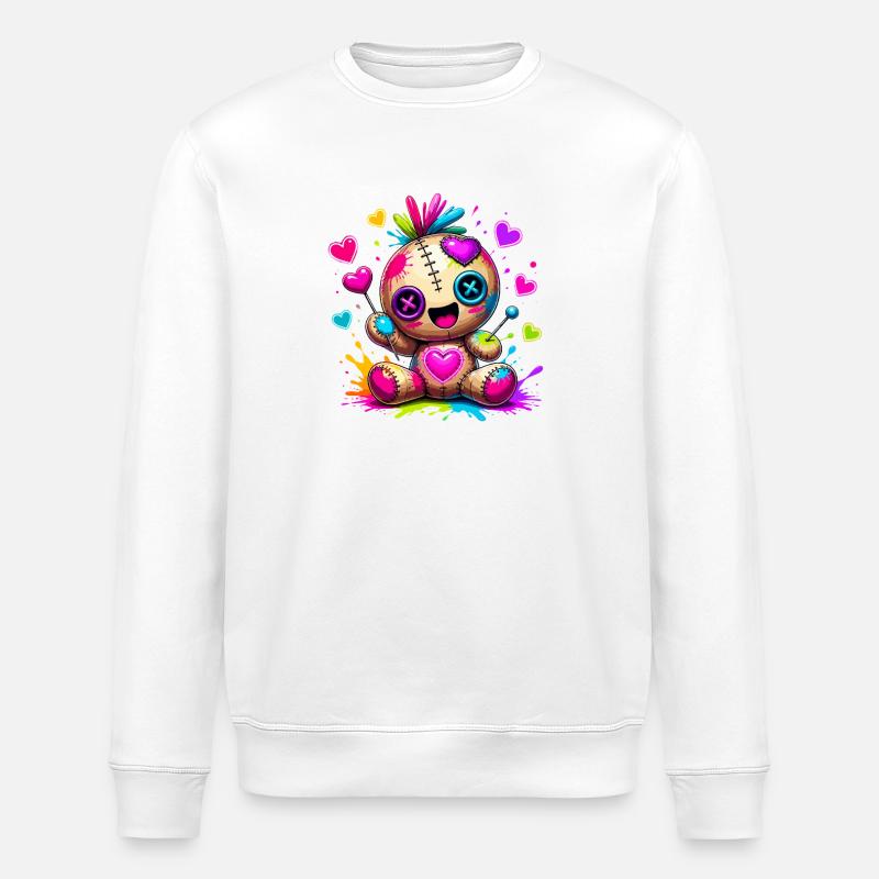 Patchwork-Kuscheltier mit Neonherzen - Stanley/Stella Unisex Bio-Sweatshirt ROLLER - Weiß