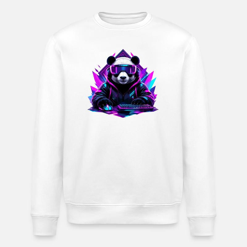 Panda Cyberpunk Gaming Neon - Sweat bio ROLLER Stanley/Stella Unisexe - blanc
