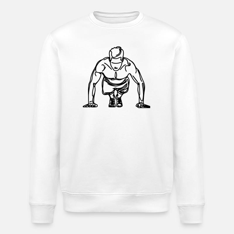 Bodybuilder Drawing - Stanley/Stella ROLLER Unisex Organic Sweatshirt - white
