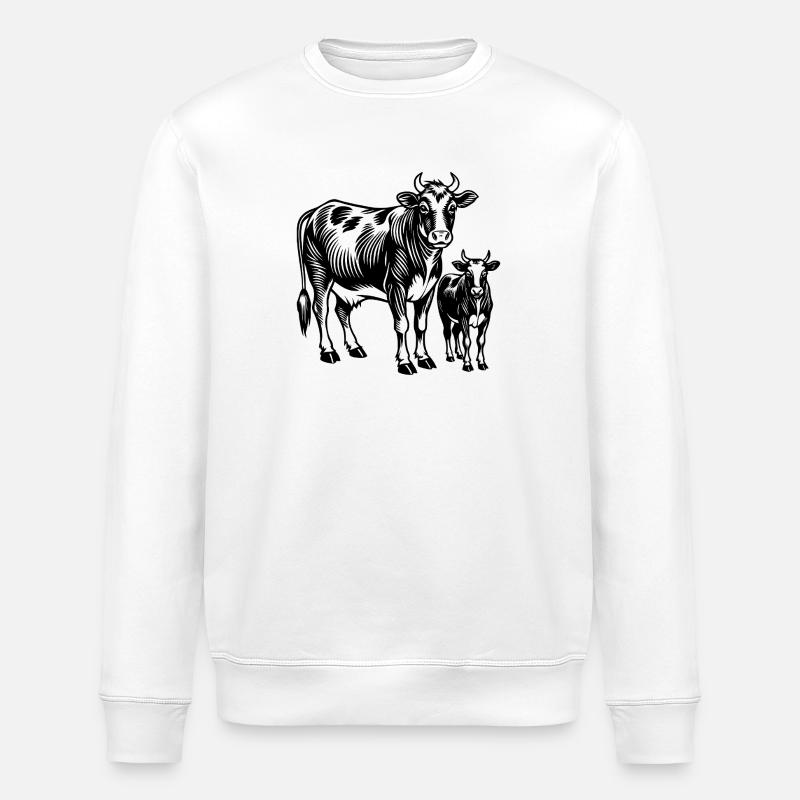 Vache et veau - Sweat bio ROLLER Stanley/Stella Unisexe - blanc