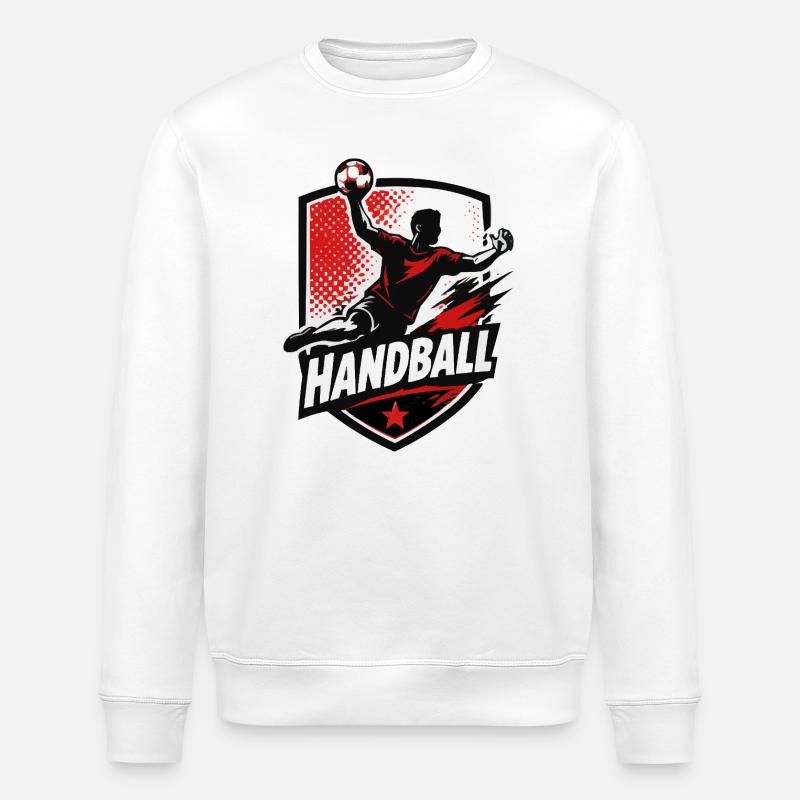 Handball Shield Motiv mit Ball - Stanley/Stella Unisex Bio-Sweatshirt ROLLER - Weiß