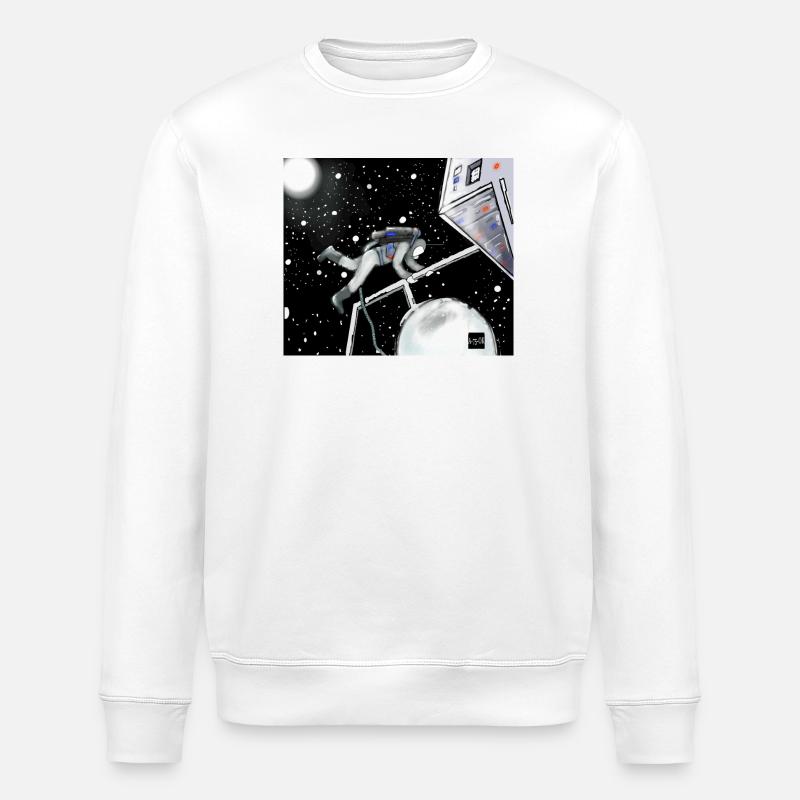 Space Explorer in Orbit - Stanley/Stella ROLLER Unisex Organic Sweatshirt - white