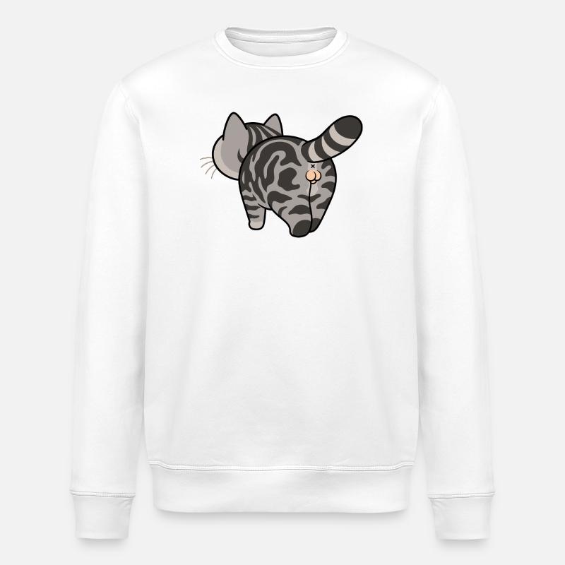 Gray tabby cartoon cat - Stanley/Stella ROLLER Unisex Organic Sweatshirt - white