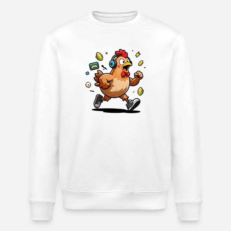 Free-range player rooster chicken - Stanley/Stella ROLLER Unisex Organic Sweatshirt - white