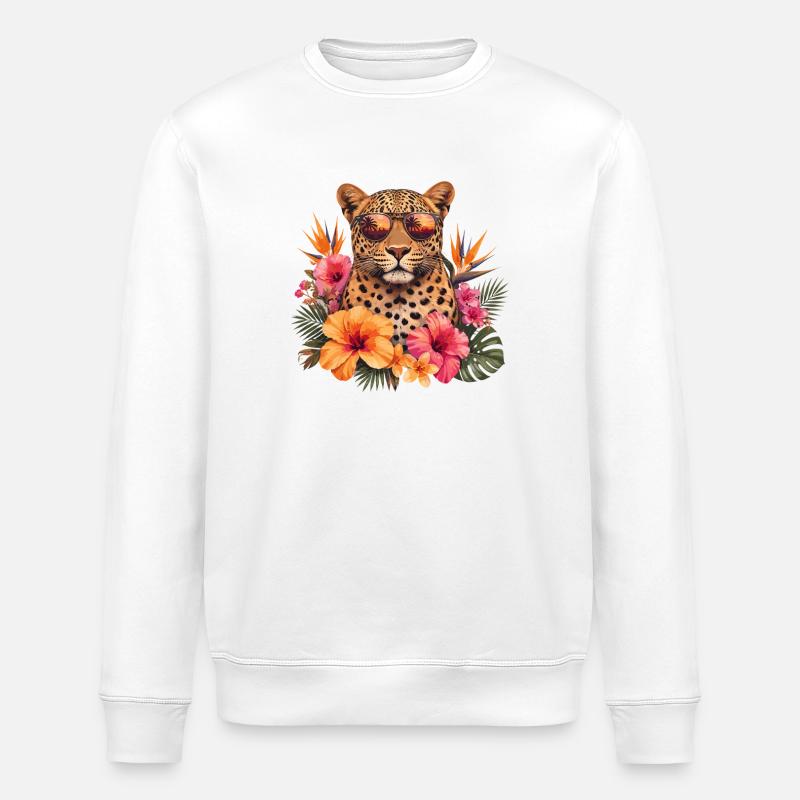 Leopardensonnenbrille mit Blumen - Stanley/Stella Unisex Bio-Sweatshirt ROLLER - Weiß