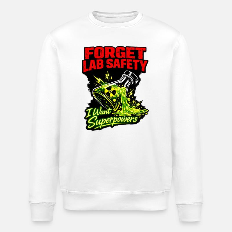 Lab-Safety Goodbye: Superpowers - Stanley/Stella ROLLER Unisex Organic Sweatshirt - white
