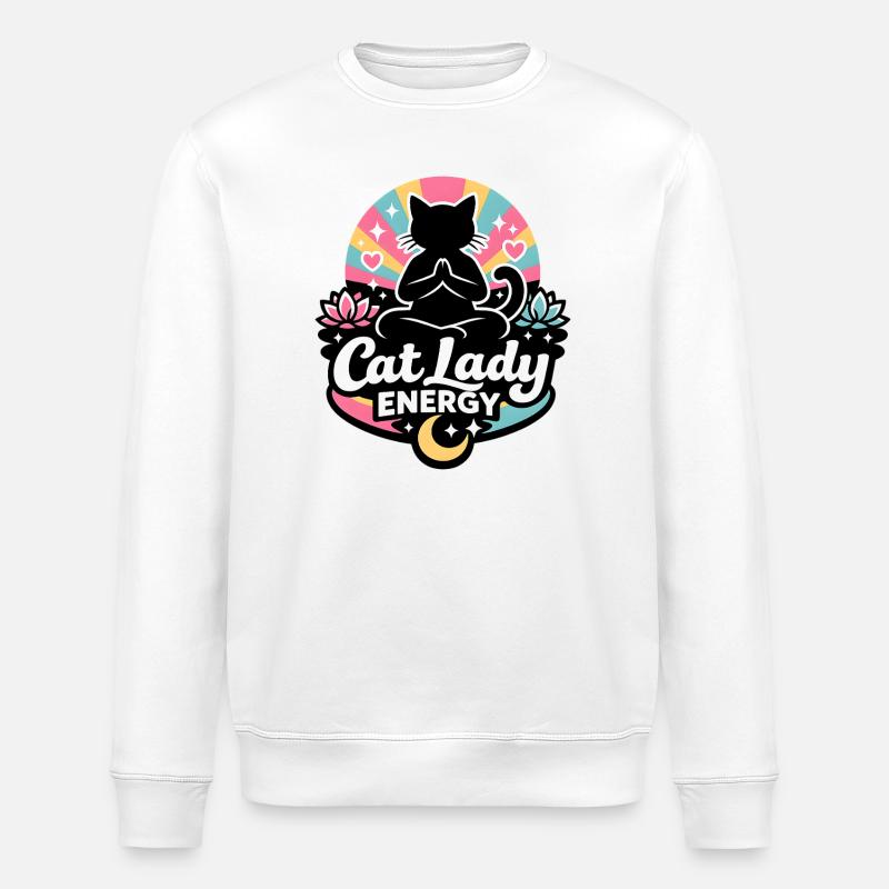 Cat Lady Energy - Stanley/Stella ROLLER Unisex Organic Sweatshirt - white