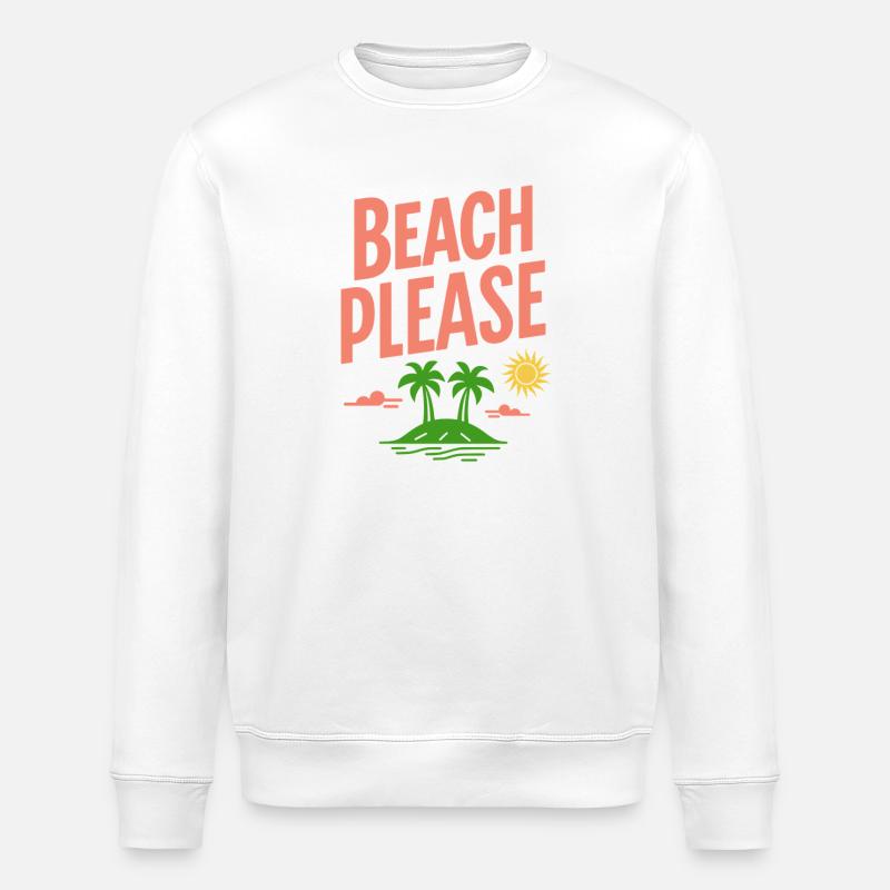 Beach Please Lustiger Strand Spruch Retro - Stanley/Stella Unisex Bio-Sweatshirt ROLLER - Weiß