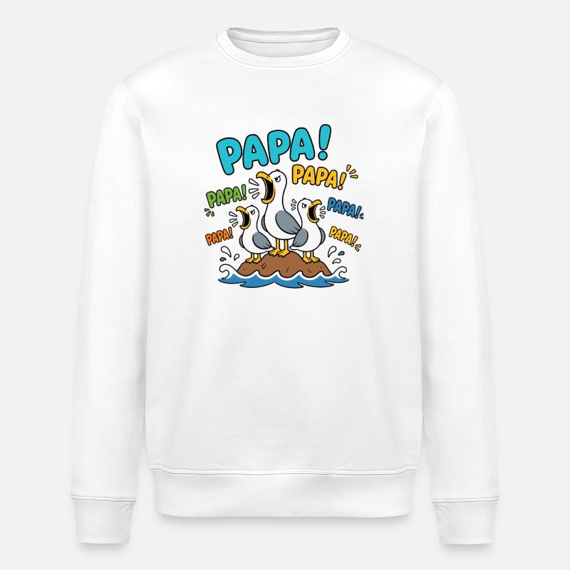 PAPA SEAGULL - Stanley/Stella ROLLER Unisex Organic Sweatshirt - white
