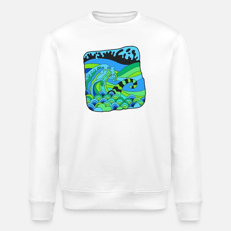 Green Deco Waves - Stanley/Stella Unisex Bio-Sweatshirt ROLLER - Weiß