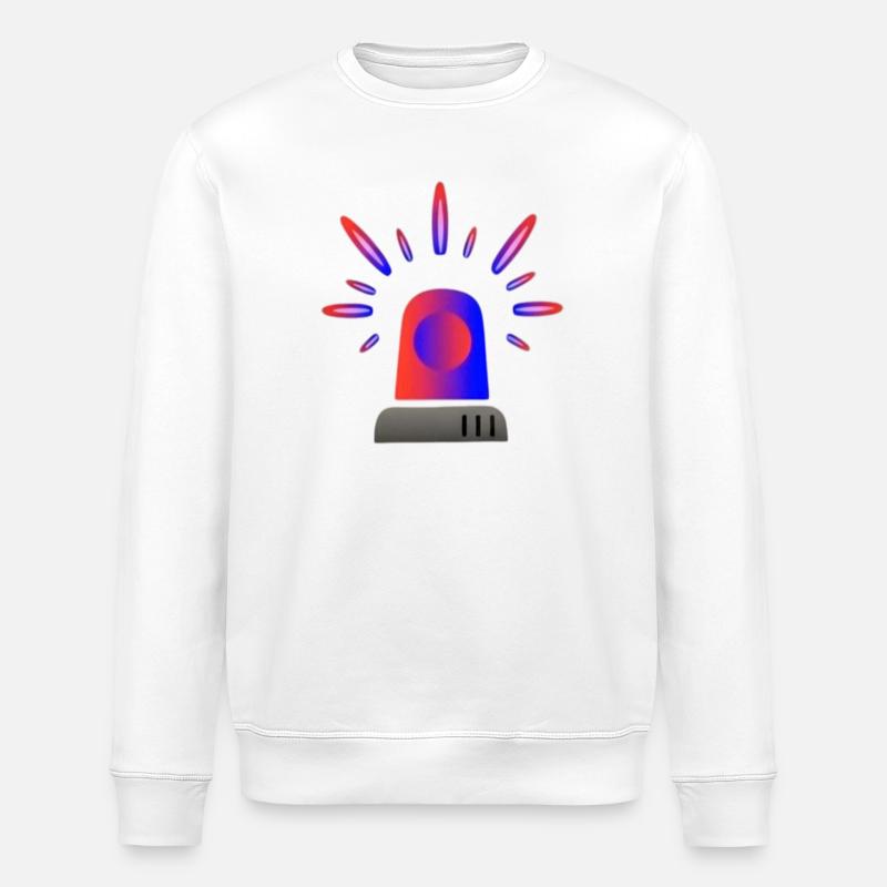 Rot-Blaue Sirene Warnleuchte - Stanley/Stella Unisex Bio-Sweatshirt ROLLER - Weiß