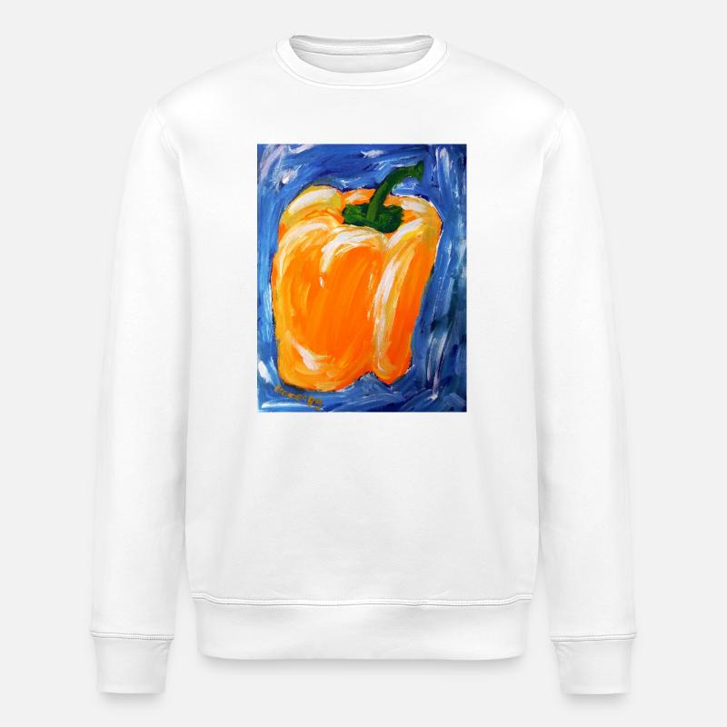 Oranger Paprika im Expressionismus - Stanley/Stella Unisex Bio-Sweatshirt ROLLER - Weiß