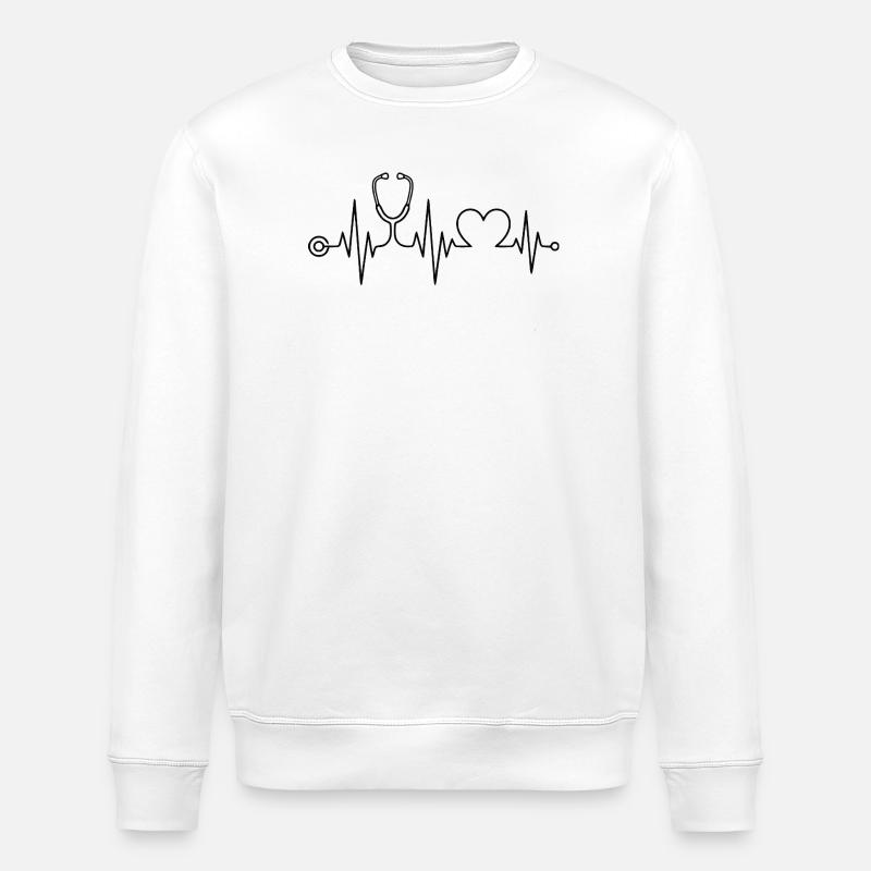 Krankenschwester - Krankenschwester - Herzschlag - Stanley/Stella Unisex Bio-Sweatshirt ROLLER - Weiß