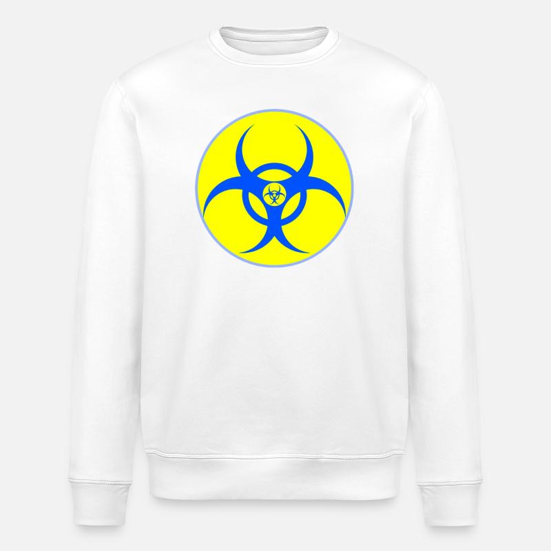 Elektrisch Blauer Biohazard-Wappen - Stanley/Stella Unisex Bio-Sweatshirt ROLLER - Weiß
