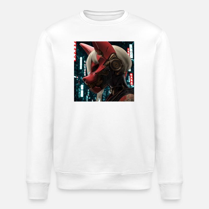 Roter Neon-Fox Maskenhelm - Stanley/Stella Unisex Bio-Sweatshirt ROLLER - Weiß