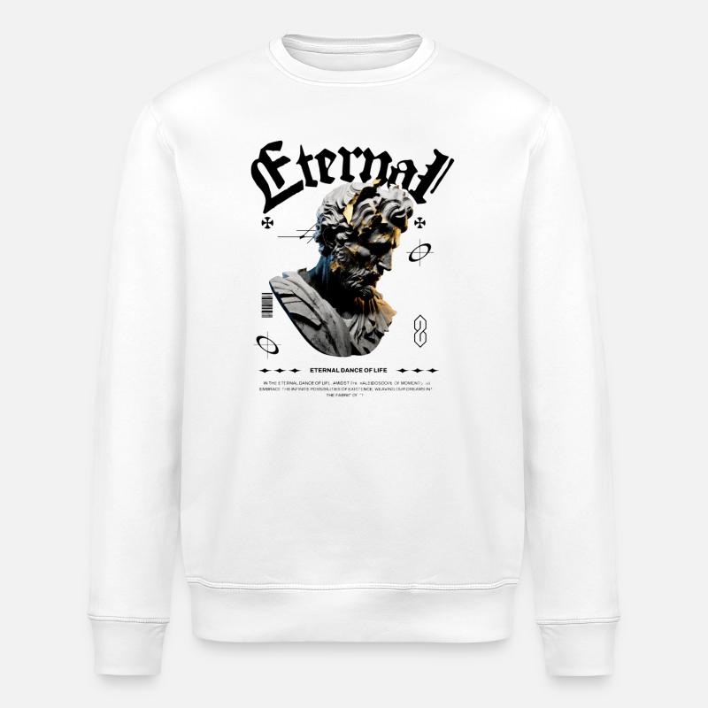 Ewige Bronzestatue Glitch - Stanley/Stella Unisex Bio-Sweatshirt ROLLER - Weiß