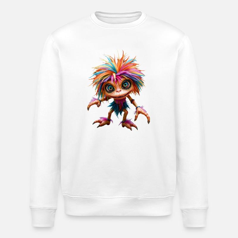 Mehrfarbiges, pelziges Wesen - Stanley/Stella Unisex Bio-Sweatshirt ROLLER - Weiß