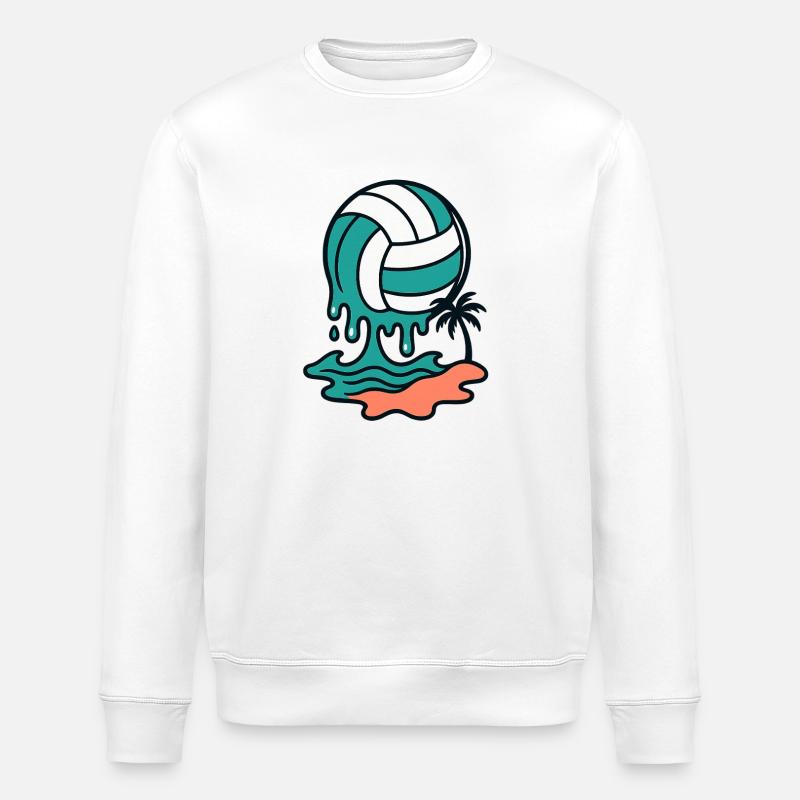 Tropfender Beachvolleyball - Stanley/Stella Unisex Bio-Sweatshirt ROLLER - Weiß
