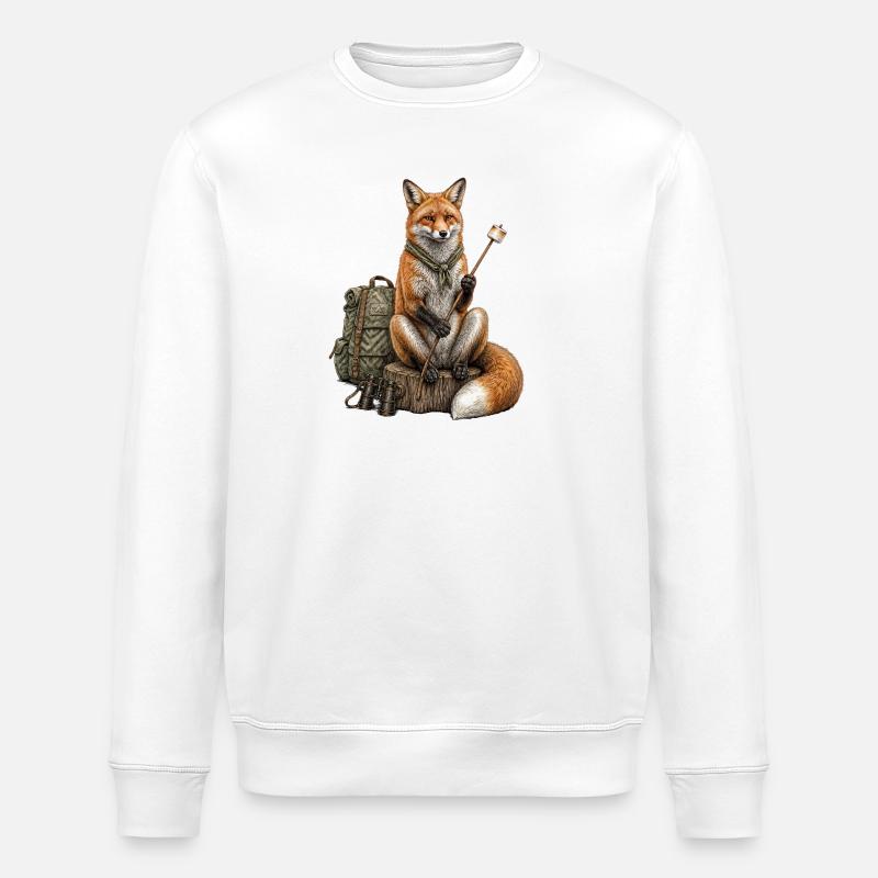 Fox camper explorer hiking - Stanley/Stella ROLLER Unisex Organic Sweatshirt - white