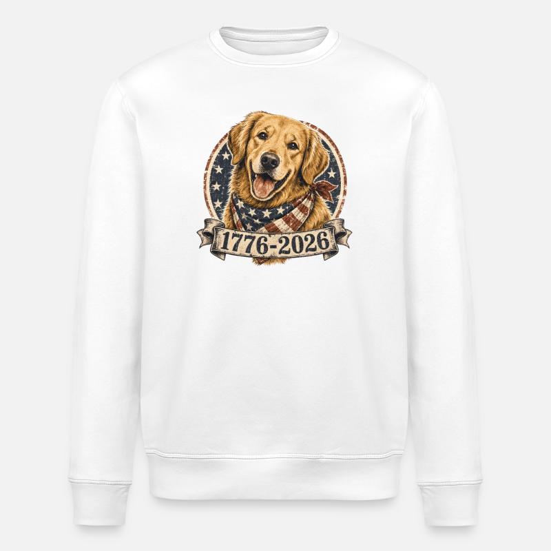 Flaggenhund 1776–2026 - Stanley/Stella Unisex Bio-Sweatshirt ROLLER - Weiß