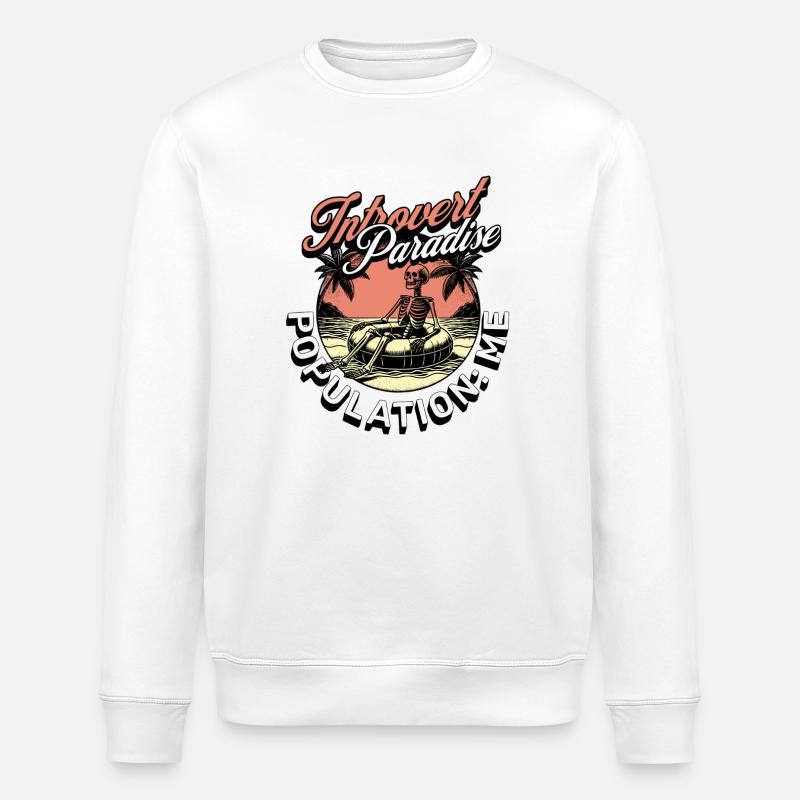 Introvert Paradise - Stanley/Stella ROLLER Unisex Organic Sweatshirt - white