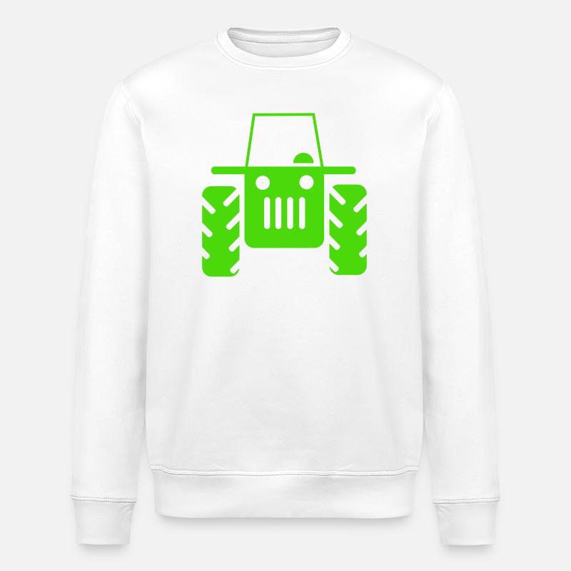Retro Tractor - Stanley/Stella ROLLER Unisex Organic Sweatshirt - white