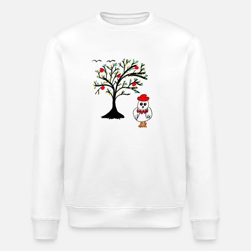 Apple Tree Chicken Hen Chickens Tree - Stanley/Stella ROLLER Unisex Organic Sweatshirt - white