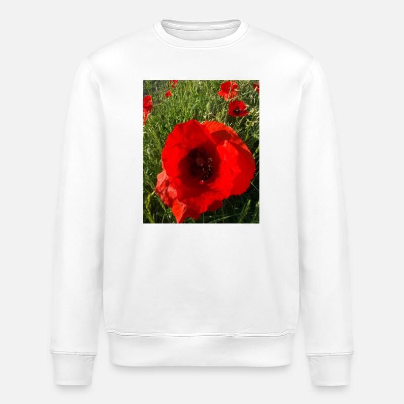Coquelicots au soleil 🌺 - Sweat bio ROLLER Stanley/Stella Unisexe - blanc