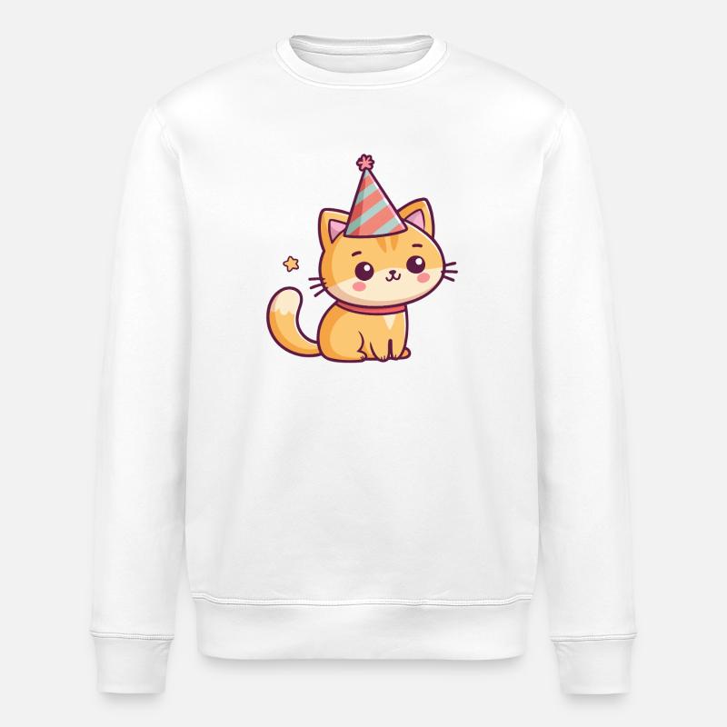 Kätzchen-Regenbogen-Party - Stanley/Stella Unisex Bio-Sweatshirt ROLLER - Weiß