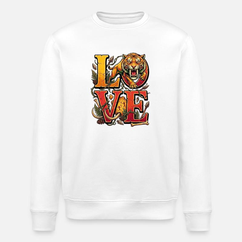 Tigerliebe Dschungelherz - Stanley/Stella Unisex Bio-Sweatshirt ROLLER - Weiß