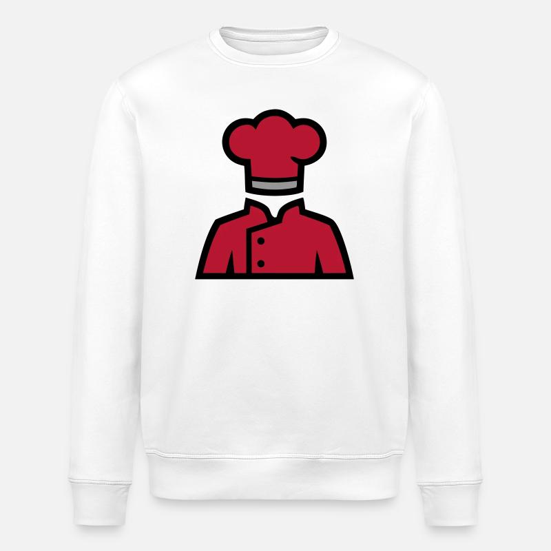 Kochjacke Kochmütze Küchenchef Restaurant Logo - Stanley/Stella Unisex Bio-Sweatshirt ROLLER - Weiß