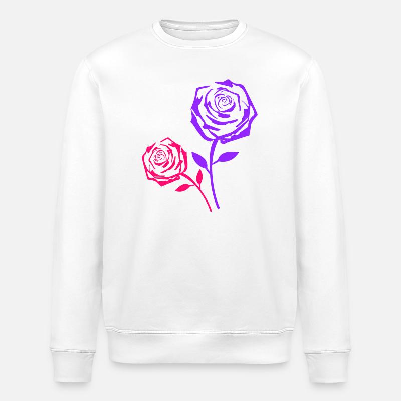 Rose Duo Rose Néon Violet - Sweat bio ROLLER Stanley/Stella Unisexe - blanc