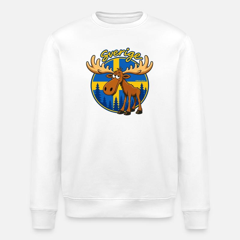 Sverige Elch im Wald Flagge - Stanley/Stella Unisex Bio-Sweatshirt ROLLER - Weiß