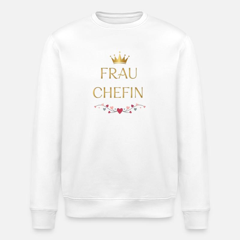 Frau Chefin Goldkrone - Stanley/Stella Unisex Bio-Sweatshirt ROLLER - Weiß