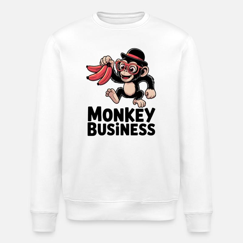 Monkey Business - Stanley/Stella ROLLER Unisex Organic Sweatshirt - white