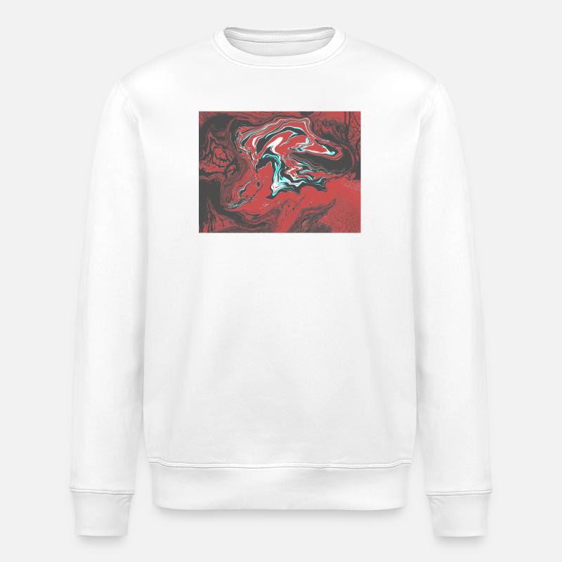 Karmesinroter Lavamarmor - Stanley/Stella Unisex Bio-Sweatshirt ROLLER - Weiß