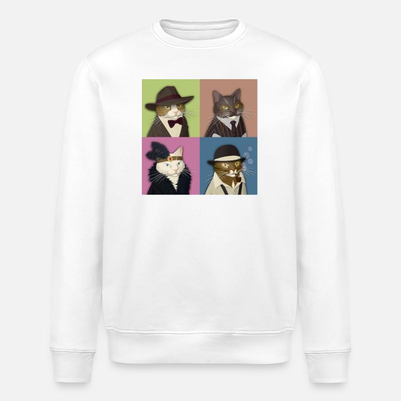 Dapper Cats Quartett - Stanley/Stella Unisex Bio-Sweatshirt ROLLER - Weiß