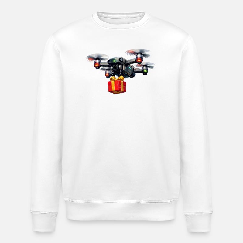 Drohne mit Gabe - Stanley/Stella Unisex Bio-Sweatshirt ROLLER - Weiß