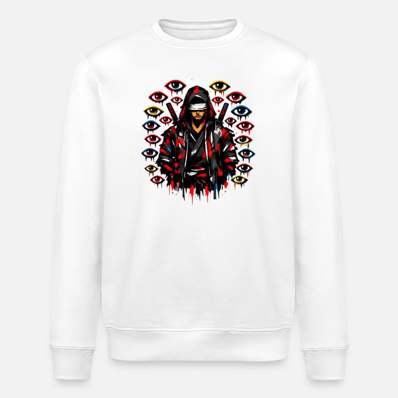 Ninja im Schatten mit Augenring - Stanley/Stella Unisex Bio-Sweatshirt ROLLER - Weiß