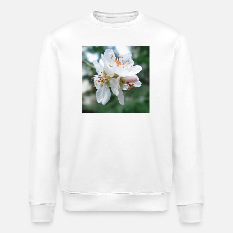 Mandelblüte Frühlingslook 02 - Stanley/Stella Unisex Bio-Sweatshirt ROLLER - Weiß