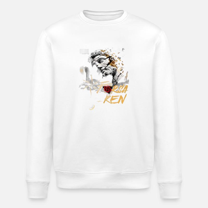 Zerbrochene Kopfstatue Goldschrift Rose - Stanley/Stella Unisex Bio-Sweatshirt ROLLER - Weiß