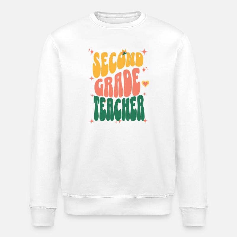 Second Grade Teacher Retro - Stanley/Stella ROLLER Unisex Organic Sweatshirt - white