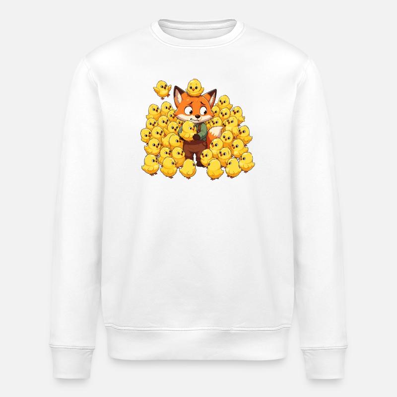Fox with chick joys - Stanley/Stella ROLLER Unisex Organic Sweatshirt - white